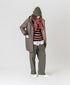 NAM2562PP PLAIN POLYESTER×PLAIN POLYESTER OVERSIZED MID-LENGTH HOODED COAT WITH RIBBED CUFF