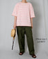 NLA2501 REGULAR STRIPE DROP SHOULDR S/SL BASQUE SHIRT
