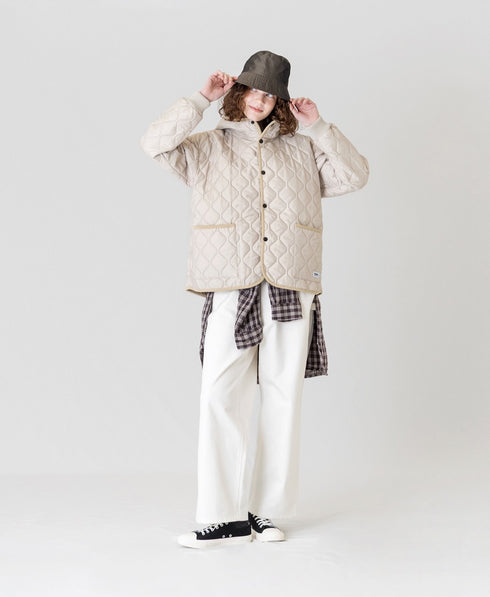 NAM2561PP PLAIN POLYESTER×PLAIN POLYESTER OVERSIZED HOODED JACKET WITH RIBBED CUFF