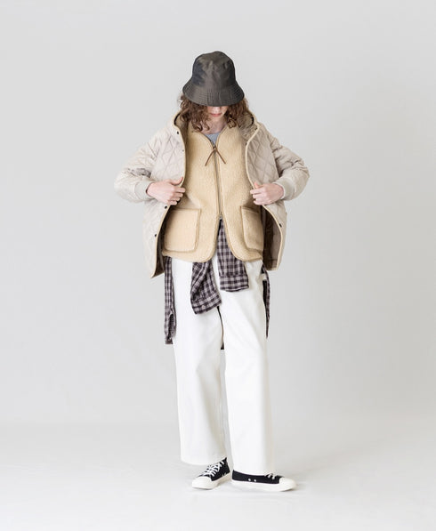 NAM2561PP PLAIN POLYESTER×PLAIN POLYESTER OVERSIZED HOODED JACKET WITH RIBBED CUFF