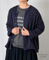 INAM2683DGD COTTON DOUBLE GAUZE CHECK OVERDYE CREW NECK CARDIGAN