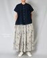 NSL26065 80s VOILE LEAF & FLOWER PRINT GATHERED SKIRT