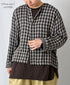 INAM2683DGD COTTON DOUBLE GAUZE CHECK OVERDYE CREW NECK CARDIGAN