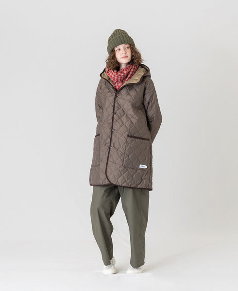NAM2562PP PLAIN POLYESTER×PLAIN POLYESTER OVERSIZED MID-LENGTH HOODED COAT WITH RIBBED CUFF