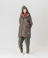 NAM2562PP PLAIN POLYESTER×PLAIN POLYESTER OVERSIZED MID-LENGTH HOODED COAT WITH RIBBED CUFF