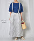 ISNAM2611S LINEN/COTTON STRIPE ADJUSTER TACK SKIRT WITH SUSPENDERS