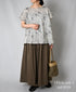 NSL26062 80s VOILE LEAF & FLOWER PRINT FRENCH/SL BACK SIDE GATHERED SMOCK