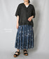 NSL26065 80s VOILE LEAF & FLOWER PRINT GATHERED SKIRT