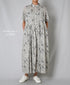 NSL26063 80s VOILE LEAF & FLOWER PRINT REGULAR COLLAR S/SL DRESS