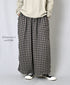 INAM2684DGD COTTON DOUBLE GAUZE CHECK OVERDYE GATHERED EASY PANTS WITH LINING
