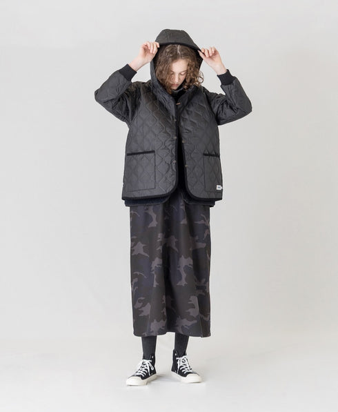 NAM2561PP PLAIN POLYESTER×PLAIN POLYESTER OVERSIZED HOODED JACKET WITH RIBBED CUFF