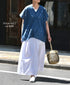 INAM2624 60s COTTON LAWN WASH PLEATED EASY SKIRT WITH LINING