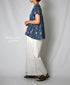 NSL26062 80s VOILE LEAF & FLOWER PRINT FRENCH/SL BACK SIDE GATHERED SMOCK
