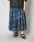 NSL26065 80s VOILE LEAF & FLOWER PRINT GATHERED SKIRT