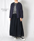 INAM2683DGD COTTON DOUBLE GAUZE CHECK OVERDYE CREW NECK CARDIGAN