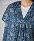 NSL26064 80s VOILE LEAF & FLOWER PRINT V-NECK FRENCH/SL TUNIC