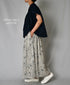 NSL26065 80s VOILE LEAF & FLOWER PRINT GATHERED SKIRT