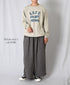 INAM2684DGD COTTON DOUBLE GAUZE CHECK OVERDYE GATHERED EASY PANTS WITH LINING