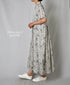 NSL26063 80s VOILE LEAF & FLOWER PRINT REGULAR COLLAR S/SL DRESS