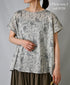 NSL26062 80s VOILE LEAF & FLOWER PRINT FRENCH/SL BACK SIDE GATHERED SMOCK