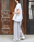 INSL26345 80s VOILE PLAIN WITH CUT WORK LACE EASY PANTS