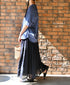 NMDS26515D 80s ORGANIC VOILE STRIPE (OVERDYE) MINI PINTUCK FLARED SKIRT