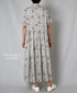 NSL26063 80s VOILE LEAF & FLOWER PRINT REGULAR COLLAR S/SL DRESS