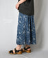 NSL26065 80s VOILE LEAF & FLOWER PRINT GATHERED SKIRT