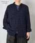 INAM2681DGD COTTON DOUBLE GAUZE CHECK OVERDYE UTILITY BANDED COLLAR SHIRT