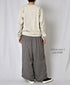 INAM2684DGD COTTON DOUBLE GAUZE CHECK OVERDYE GATHERED EASY PANTS WITH LINING