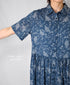 NSL26063 80s VOILE LEAF & FLOWER PRINT REGULAR COLLAR S/SL DRESS