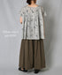 NSL26062 80s VOILE LEAF & FLOWER PRINT FRENCH/SL BACK SIDE GATHERED SMOCK