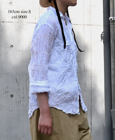 NVL1861CVW 80s ORGANIC VOILE PLAIN (WRINKLE) REGULAR COLLAR L/SL OVERSIZED SHIRT