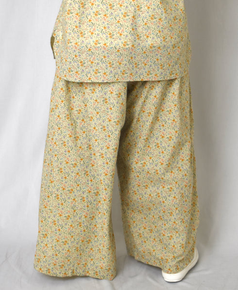 INAM2516FD COTTON FLOWER PRINT GATHERED EASY PANTS WITH LINING