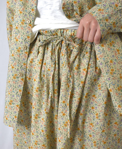 INAM2516FD COTTON FLOWER PRINT GATHERED EASY PANTS WITH LINING