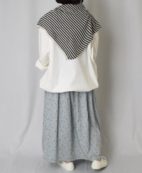 INAM2515FD COTTON FLOWER PRINT GATHERED EASY SKIRT WITH LINING