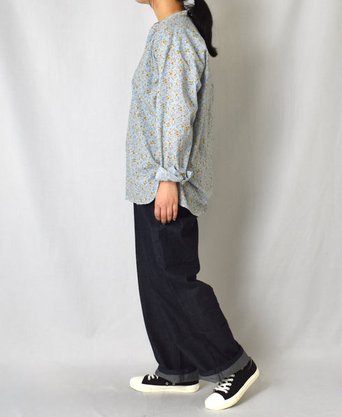 INAM2511FD COTTON FLOWER PRINT UTILITY BANDED COLLAR SHIRT