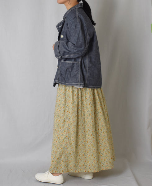 INAM2515FD COTTON FLOWER PRINT GATHERED EASY SKIRT WITH LINING