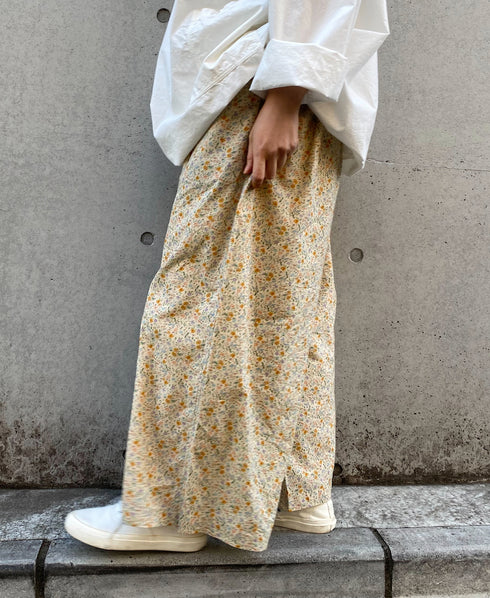 INAM2516FD COTTON FLOWER PRINT GATHERED EASY PANTS WITH LINING