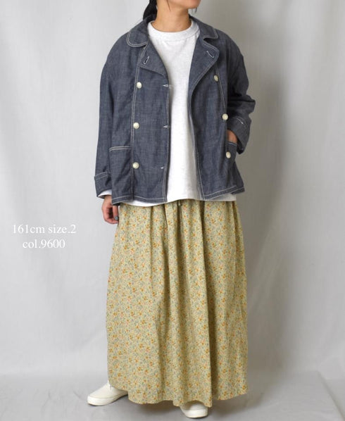 INAM2515FD COTTON FLOWER PRINT GATHERED EASY SKIRT WITH LINING