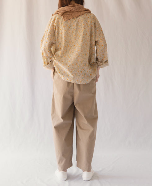 INAM2513FD COTTON FLOWER PRINT BOAT NECK SMOCK