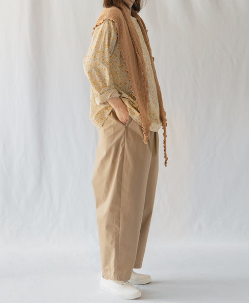 INAM2513FD COTTON FLOWER PRINT BOAT NECK SMOCK