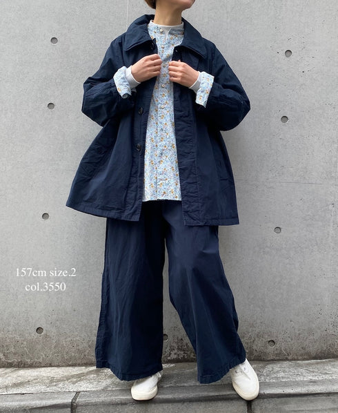 INAM2511FD COTTON FLOWER PRINT UTILITY BANDED COLLAR SHIRT