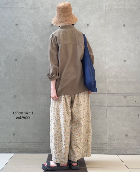 INAM2516FD COTTON FLOWER PRINT GATHERED EASY PANTS WITH LINING