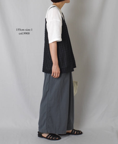 INMDS25083 HANDWOVEN COTTON SILK CHECK 2WAY CAMISOLE