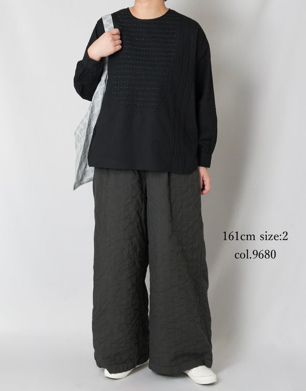 NMDS262129D 60s STITCHED ORGANIC CAMBRIC OVERDYE WIDE PANTS