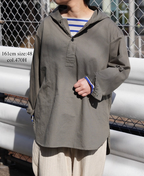 INHT2604CHW COTTON HERRINGBONE WASH HOODED PULLOVER SHIRT