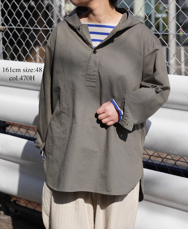 INHT2604CHW COTTON HERRINGBONE WASH HOODED PULLOVER SHIRT