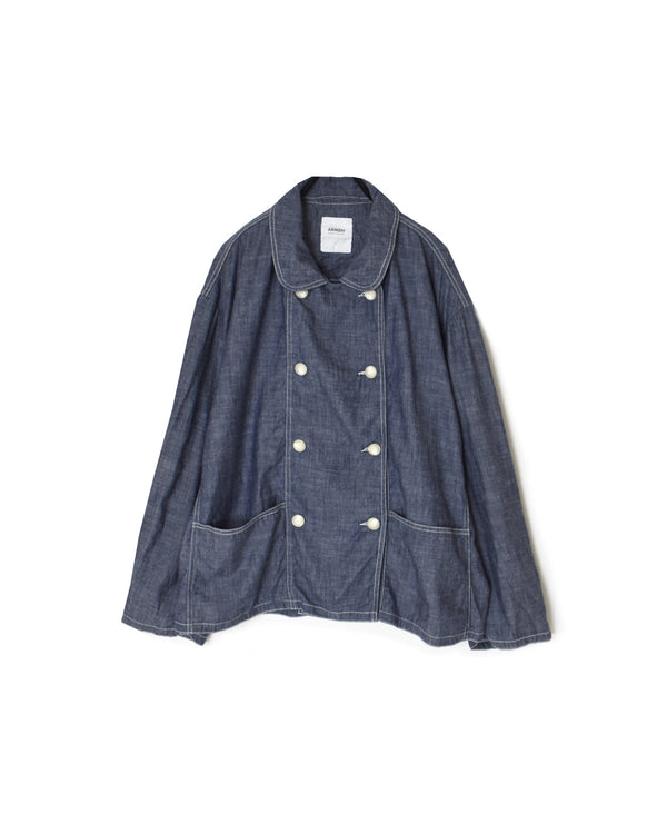 ISNAM2601CB NAVY (INDIGO) CHAMBRAY ROUND COLLAR DOUBLE JACKET