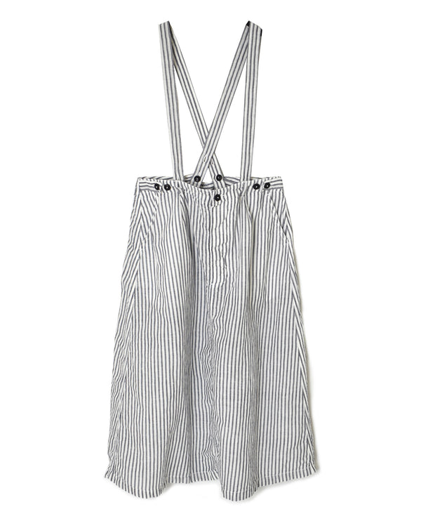 ISNAM2611S LINEN/COTTON STRIPE ADJUSTER TACK SKIRT WITH SUSPENDERS